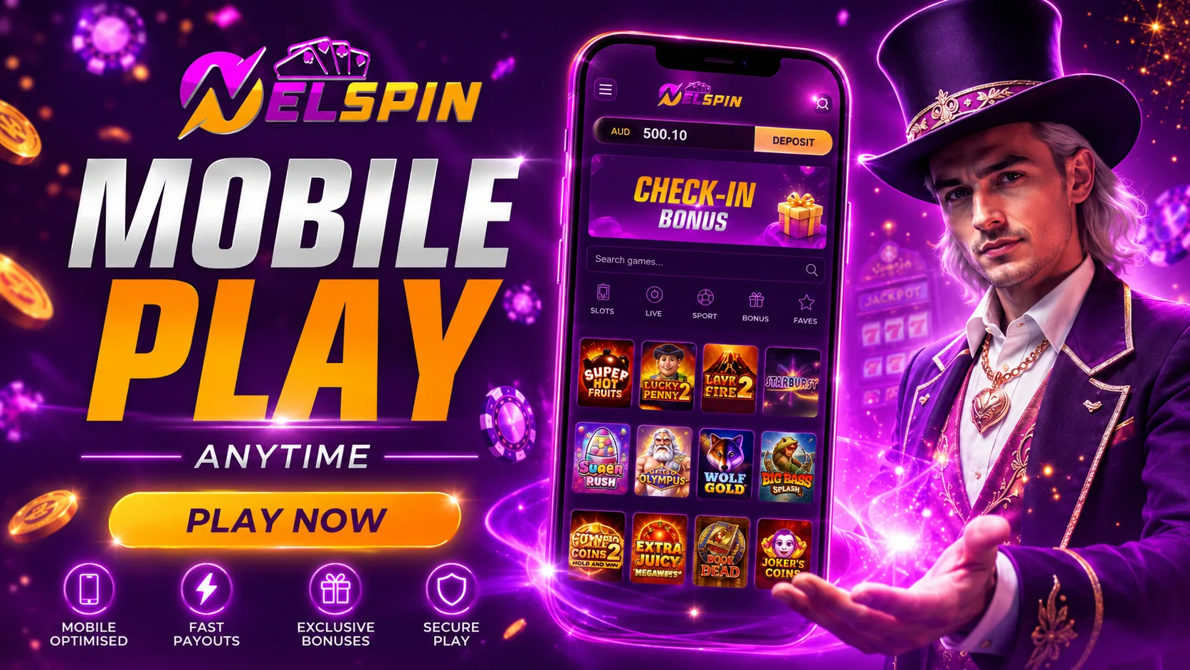 Nelspin mobile play visual