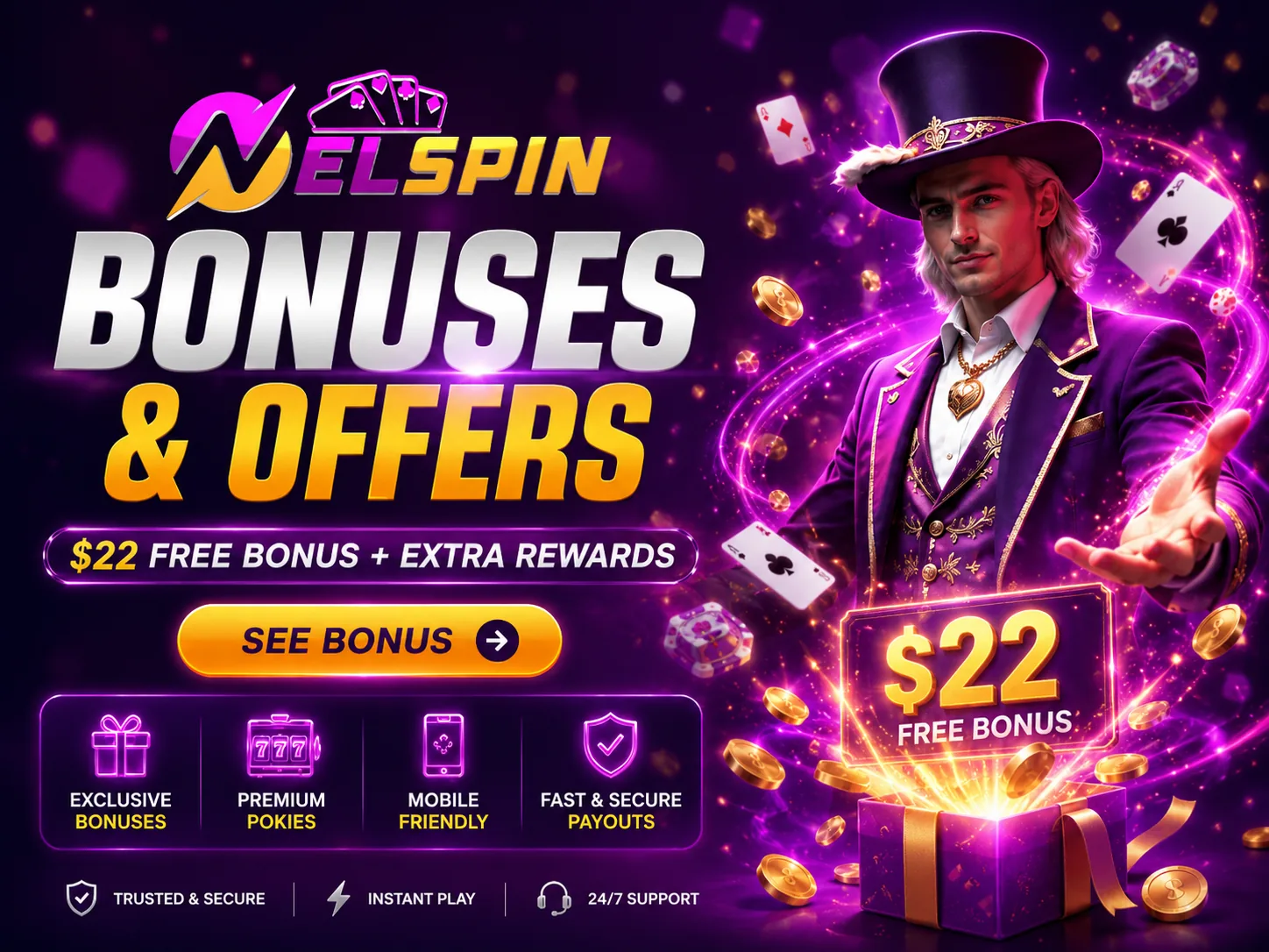Nelspin bonuses visual for welcome and free spin checks