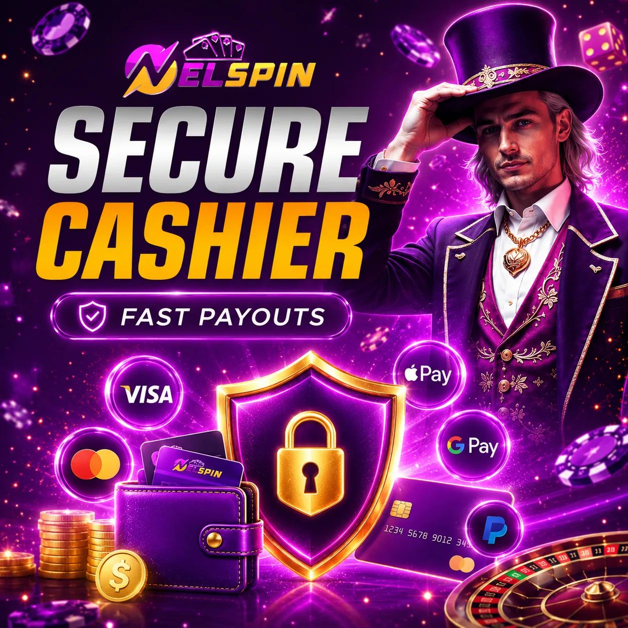Nelspin secure cashier visual for withdrawal and KYC checks